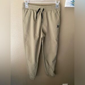Hurley Jogger Pants Boys Size 10/12 Beige Elastic Waist Drawstring H2O Dri